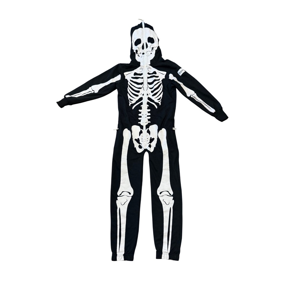 Tipsy Elves Youth Skeleton Jumpsuit Halloween Costume Black White Large